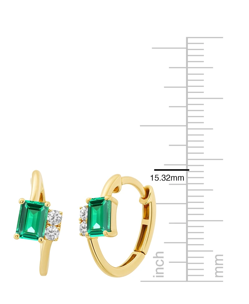 Macy's Lab-Grown Ruby (1-1/3 ct. t.w.) & White Sapphire (1/5 Earring 14k Gold Over Sterling Silver (also Emerald Sapphire)