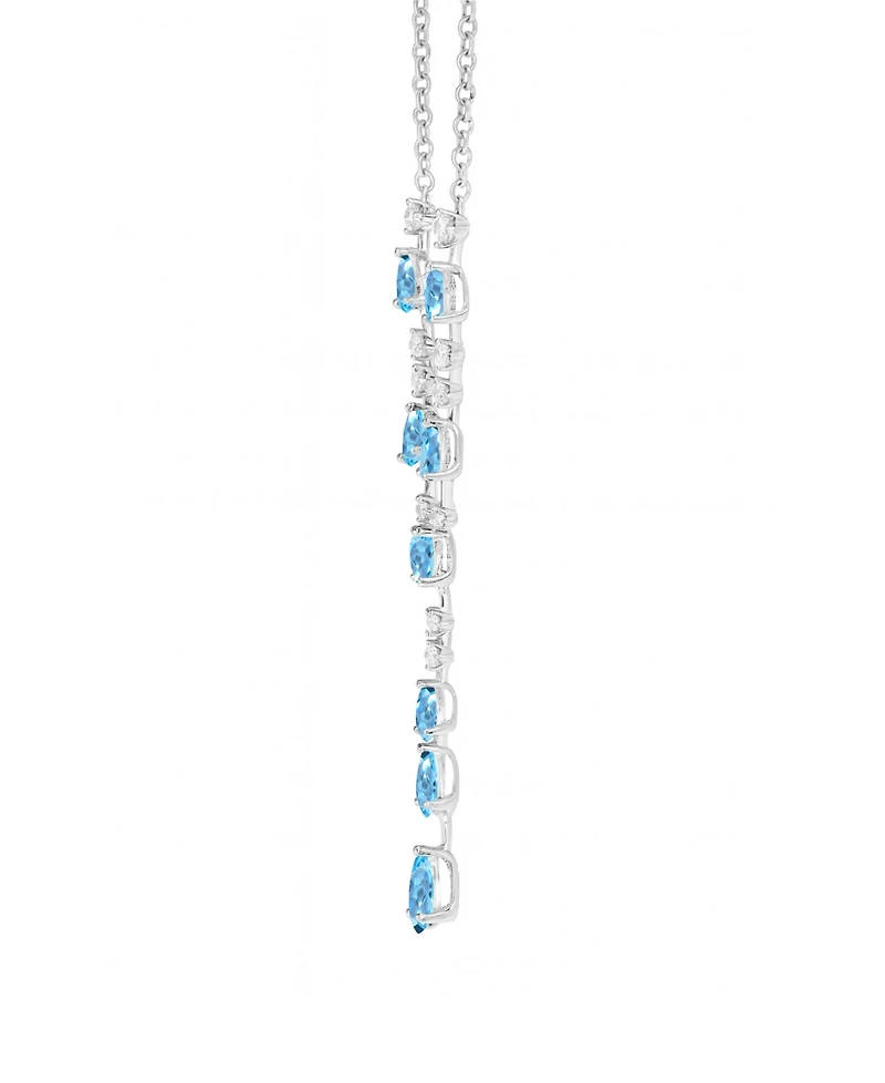Macy's Blue Topaz (1/2 ct. t.w.) & Lab-Grown White Sapphire Pendant Necklace 14k Gold Over Sterling Silver (also Ruby Sapphire)
