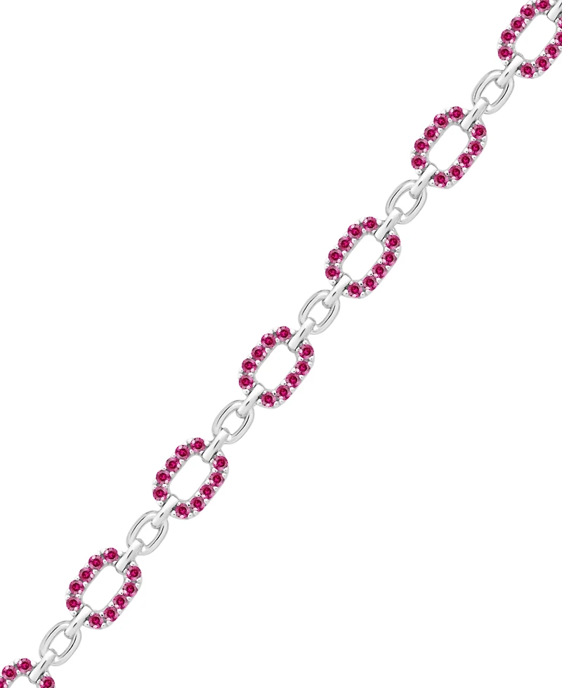 Macy's Lab-Grown Ruby (2 ct. t.w.) Bracelet Sterling Silver (also Sapphire)