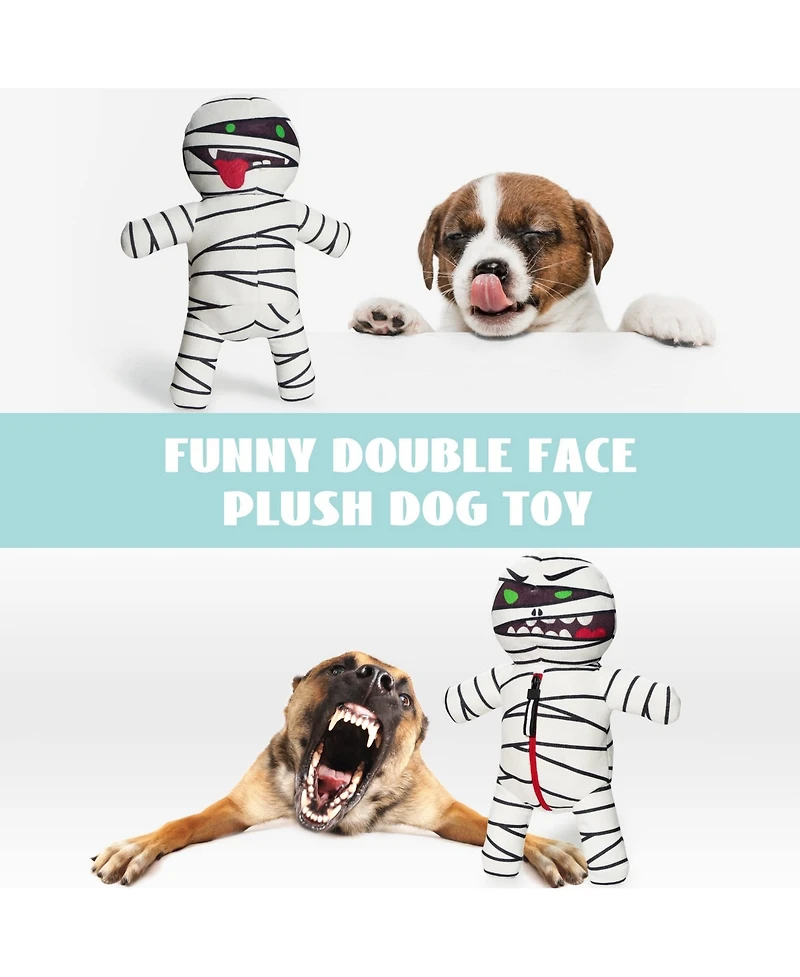 Nocciola 9-in-1 Zombie Plush Squeaky Dog Toys, Mummy Toys, Stimulating Puzzle Toy with 8 Organ-Shaped Plush Toys, Halloween gift, Stuffed Toys for Sma