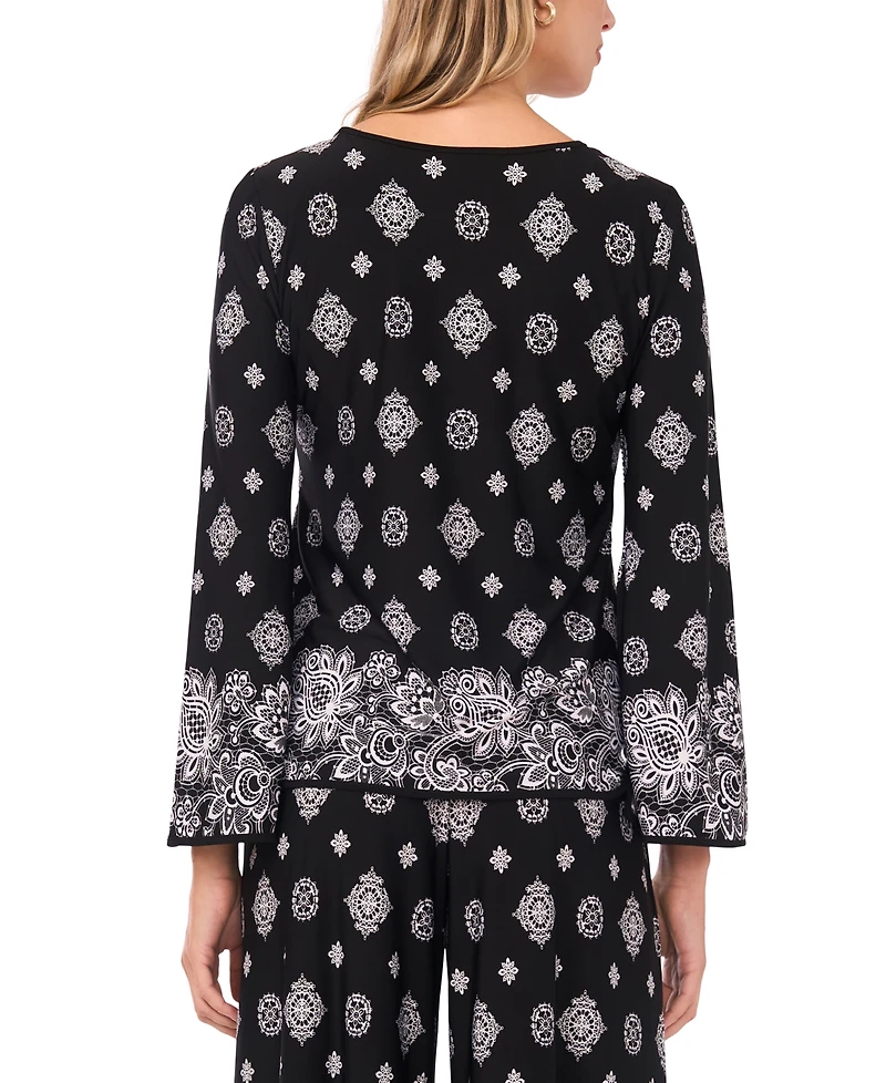 Sam & Jess Women's Slit Bell-Sleeve Crewneck Top