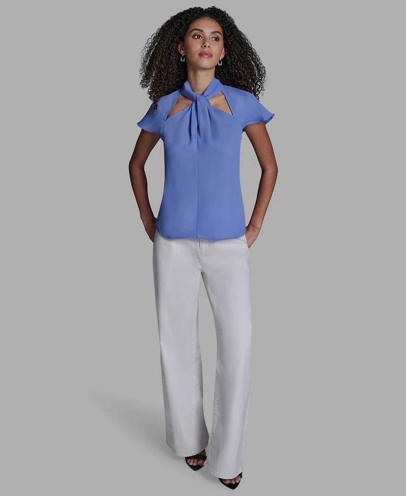 Bcbg Women's High Neck Short-Sleeve Top