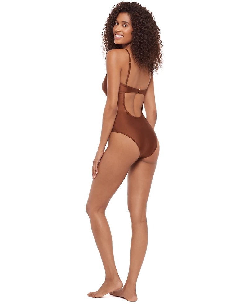 Steve Madden Women's Bandeau Neck One-Piece Swimsuit