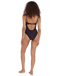 Steve Madden Women's Bandeau Neck One-Piece Swimsuit