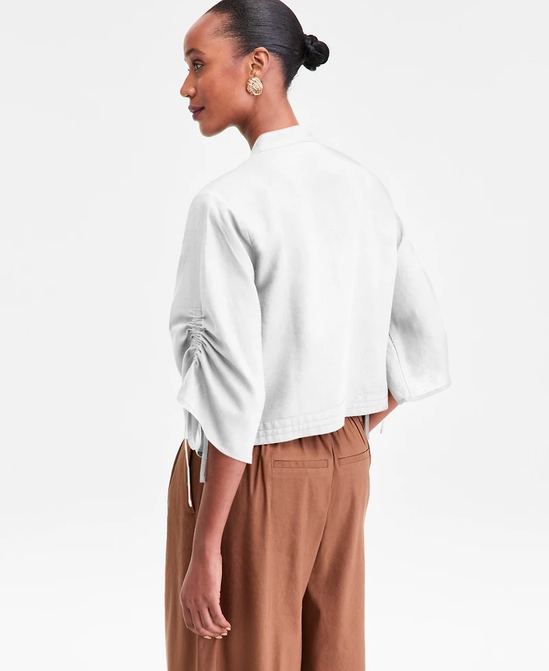 I.n.c. International Concepts Women's Tie-Sleeve Chambray Tie-Waist Blouse, Macy's Exclusive