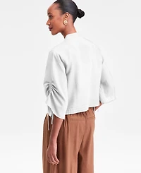 I.n.c. International Concepts Women's Tie-Sleeve Chambray Tie-Waist Blouse, Macy's Exclusive