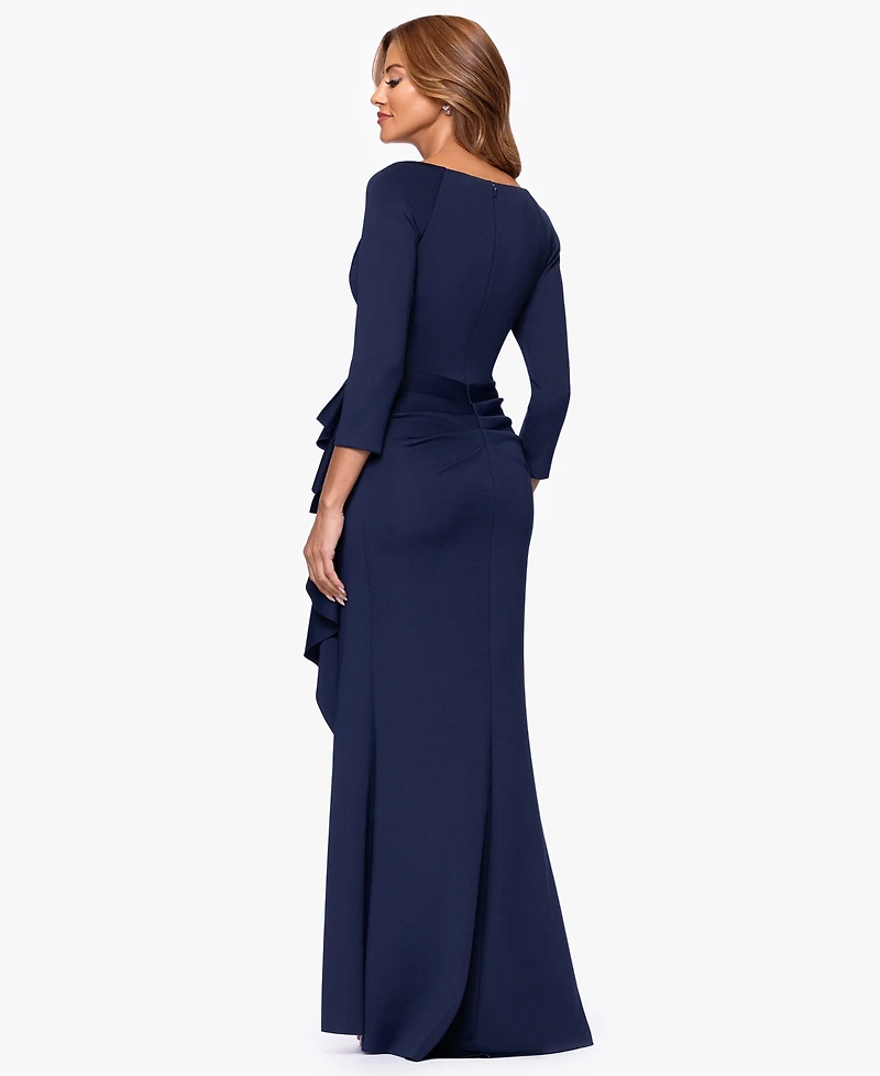 Xscape Petite V-Neck 3/4-Sleeve Dress