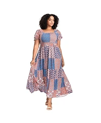 Avenue Plus Sophia Shirred Bodice Maxi Dress
