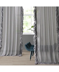 Half Price Drapes Ruffled Faux Linen Sheer Curtain