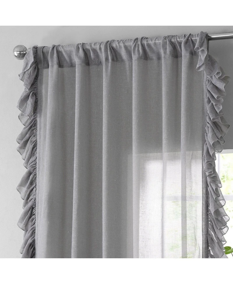 Half Price Drapes Ruffled Faux Linen Sheer Curtain