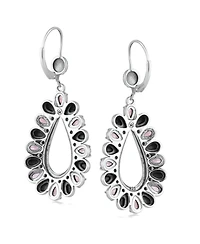 American West Jewelry Sterling Silver Rhodochrosite Open Teardrop Pear-Cut Dangle Earrings
