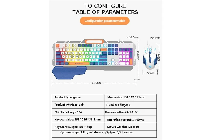 Risokeys Wired Usb Metal Gaming Keyboard and Mouse Set – Mechanical Feel, Esports Ready, White Ash