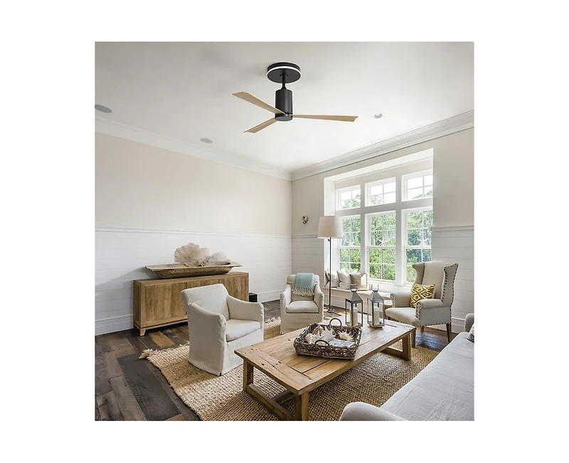 Sofucor 52-inch Modern Minimalist Black 3-Blade Ceiling Fans with Remote Control and Timing Function