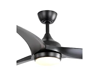 Sofucor 52-inch Modern Black Standard 3-Blade Ceiling Fan With Remote and Led Light