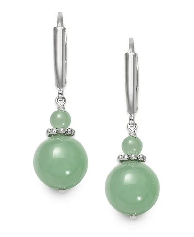 Macy's Dyed Jade Lever Back Drop Earrings in Sterling Silver
