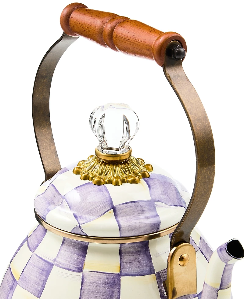 MacKenzie-Childs Violet Check 2-Quart Handmade Tea Kettle