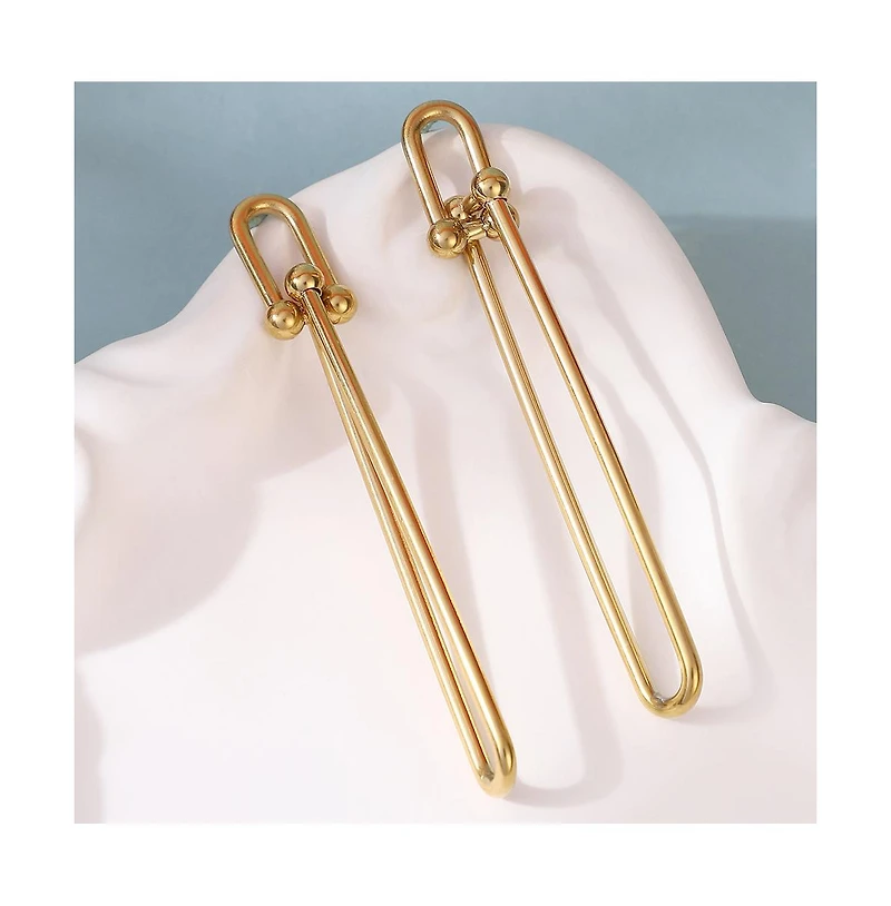 Sohi Women's The Paperclip Drop Earrings - California Gold