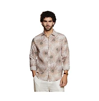 Campus Sutra Men's Chesntnut Brown Gloomy Daisy Shirt