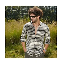 Campus Sutra Men's Navy Blue & Cream White Glen Check Shirt