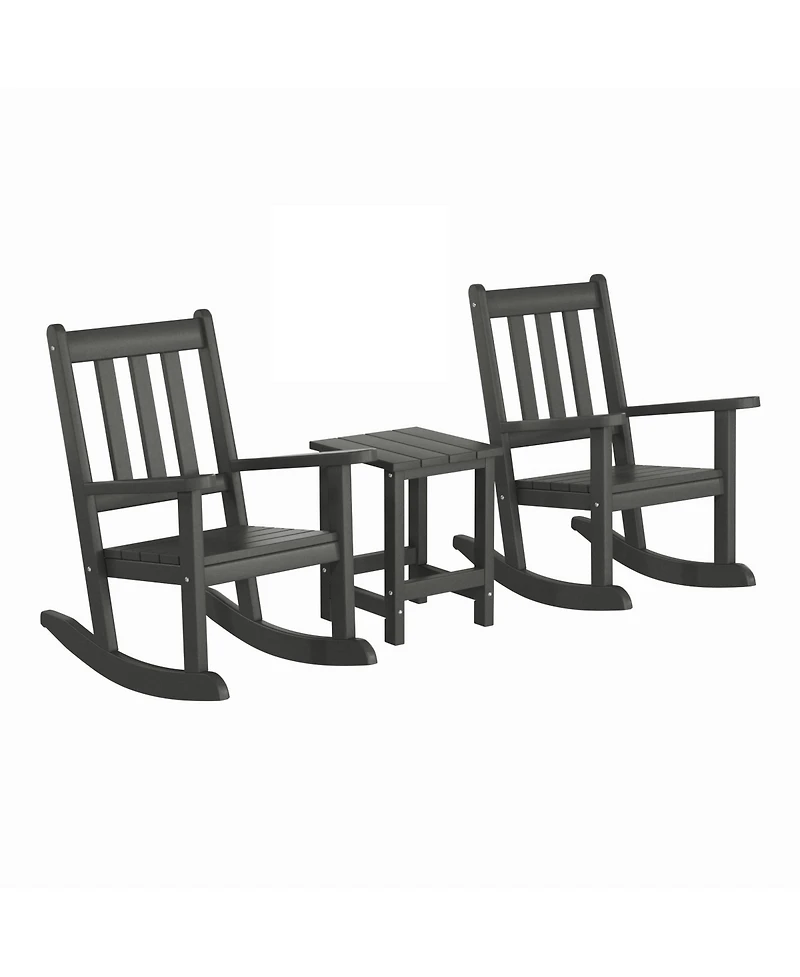 WestinTrends 3-Piece Kids Outdoor Rocking Chairs Set With Square Side Table