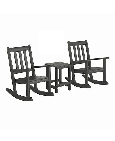 WestinTrends 3-Piece Kids Outdoor Rocking Chairs Set With Square Side Table