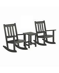WestinTrends 3-Piece Kids Outdoor Rocking Chairs Set With Square Side Table