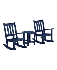 WestinTrends 3-Piece Kids Outdoor Rocking Chairs Set With Square Side Table
