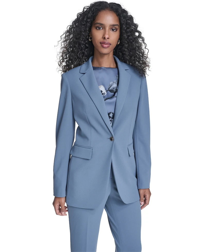 Calvin Klein Petite Notch Collar One Button Jacket