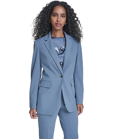 Calvin Klein Petite Notch Collar One Button Jacket