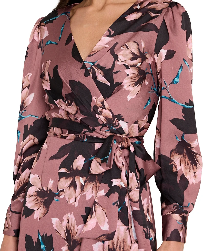 Tahari Asl Women's V-Neck Ruffle Midi Dress