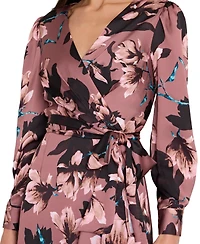 Tahari Asl Women's V-Neck Ruffle Midi Dress