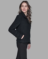 Karl Lagerfeld Paris Women's Tweed Moto Long-Sleeve Jacket