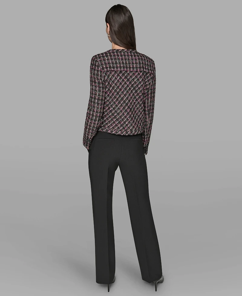 Karl Lagerfeld Paris Women's Padded Tweed Long-Sleeve Jacket