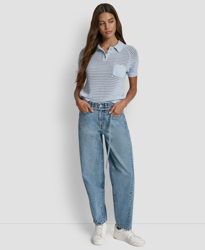 Dkny Jeans Women's Mid-Rise Forward Seamed Barrel