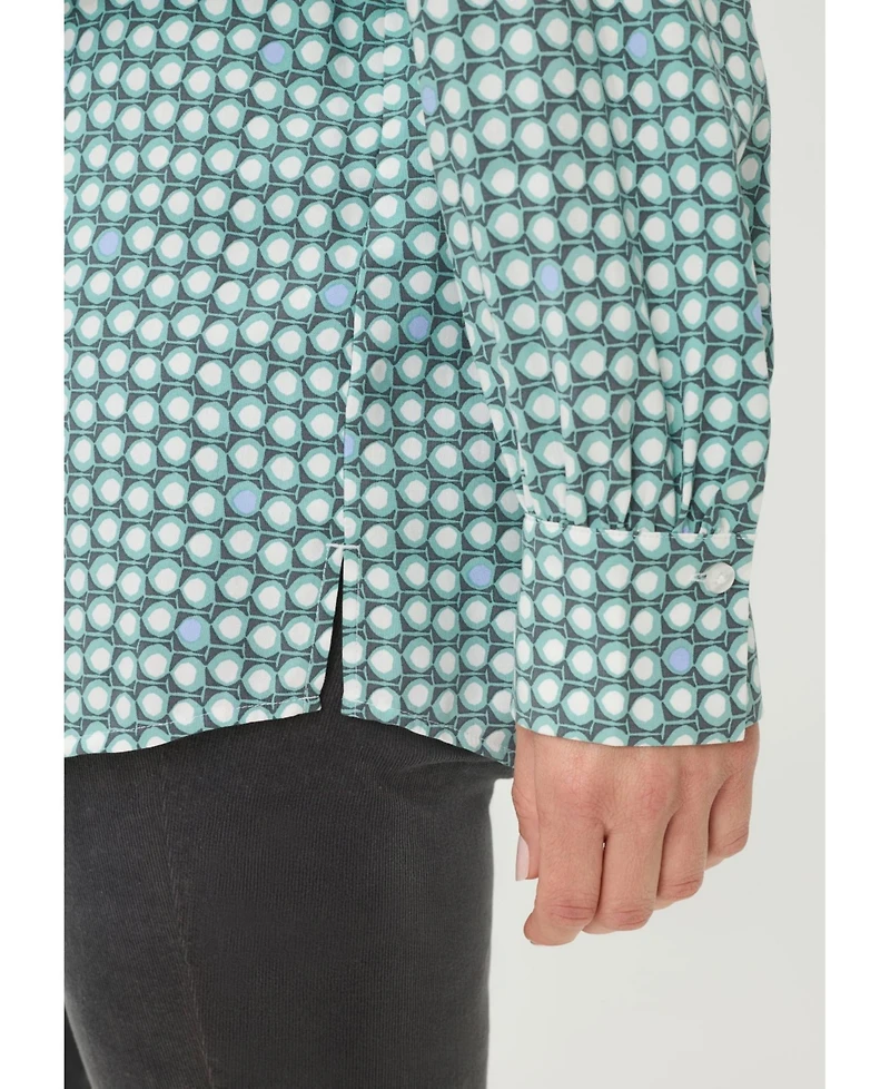 Olsen Women's Lightweight Dot-Print Button-Up Shirt tees