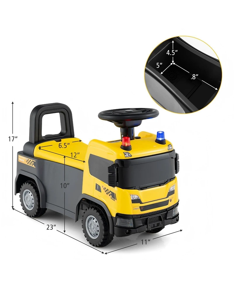 Hongge Kids Ride On Police Push Car With Lights Sounds And Under Seat Storage