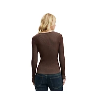 Cotton On Women's Two Tone Rib Keyhole Knit