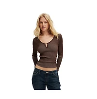 Cotton On Women's Two Tone Rib Keyhole Knit