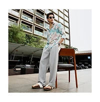 Campus Sutra Men's Botanical-Outline Imprint Shirt