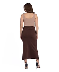 24seven Comfort Apparel Petite Comfortable Fold Over Maxi Skirt