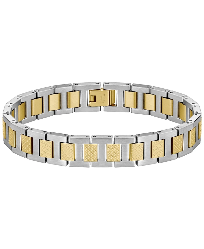 Lacoste Metropole Two Tone Stainless Steel Metal Link Bracelet