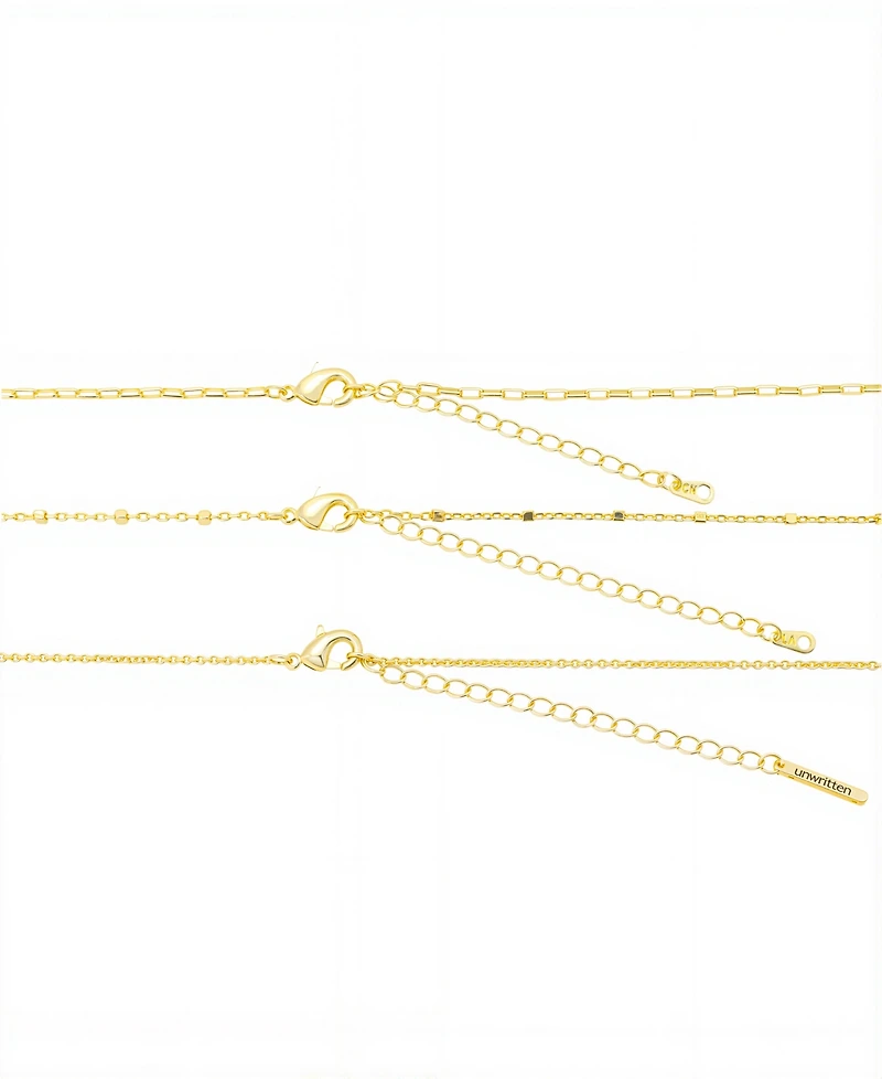 Unwritten Gold Heart, Beads Chain Paperclip Necklaces Set