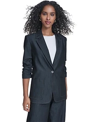 Calvin Klein Women's Faux Denim 3/4-Sleeve Jacket