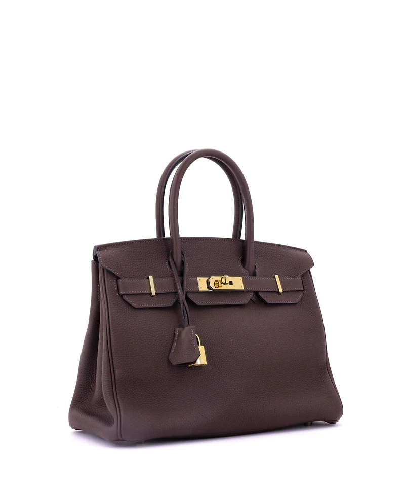 Pre-Owned Hermes Birkin 30 Handbag Brown Novillo with Gold Hardware