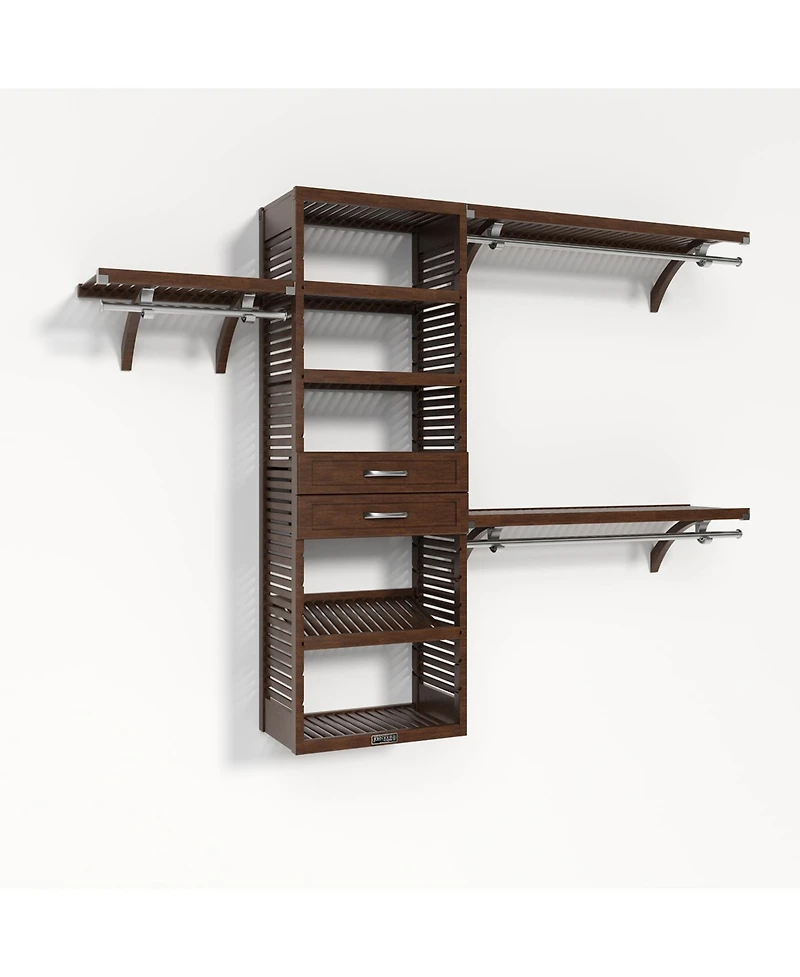 John Louis Home Solid Wood Walk-In Closet Organizer with 2 Shaker Style Drawers