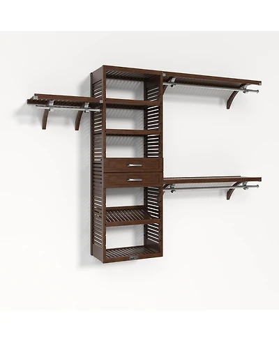John Louis Home Solid Wood Walk-In Closet Organizer with 2 Shaker Style Drawers