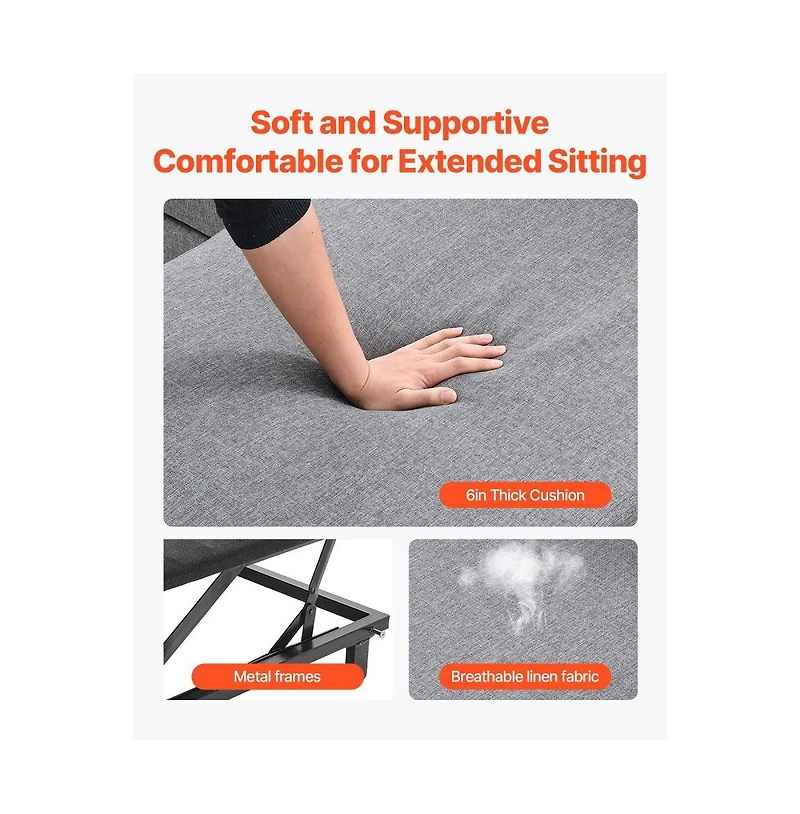 Slickblue U-Shaped Convertible Sofa Bed with Chaise and Pull-Out Sleeper