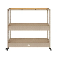 vidaXL Bar Cart 3-Tier Poly Rattan and Solid Wood Acacia