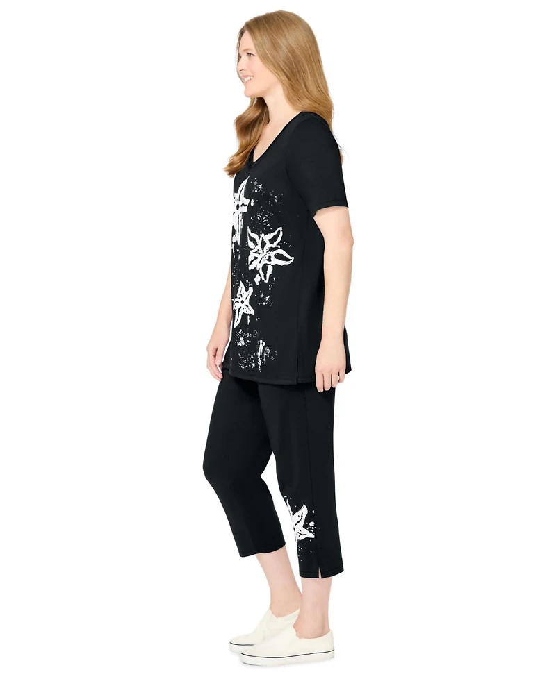Woman Within Women's Starfish Tee And Capri Set