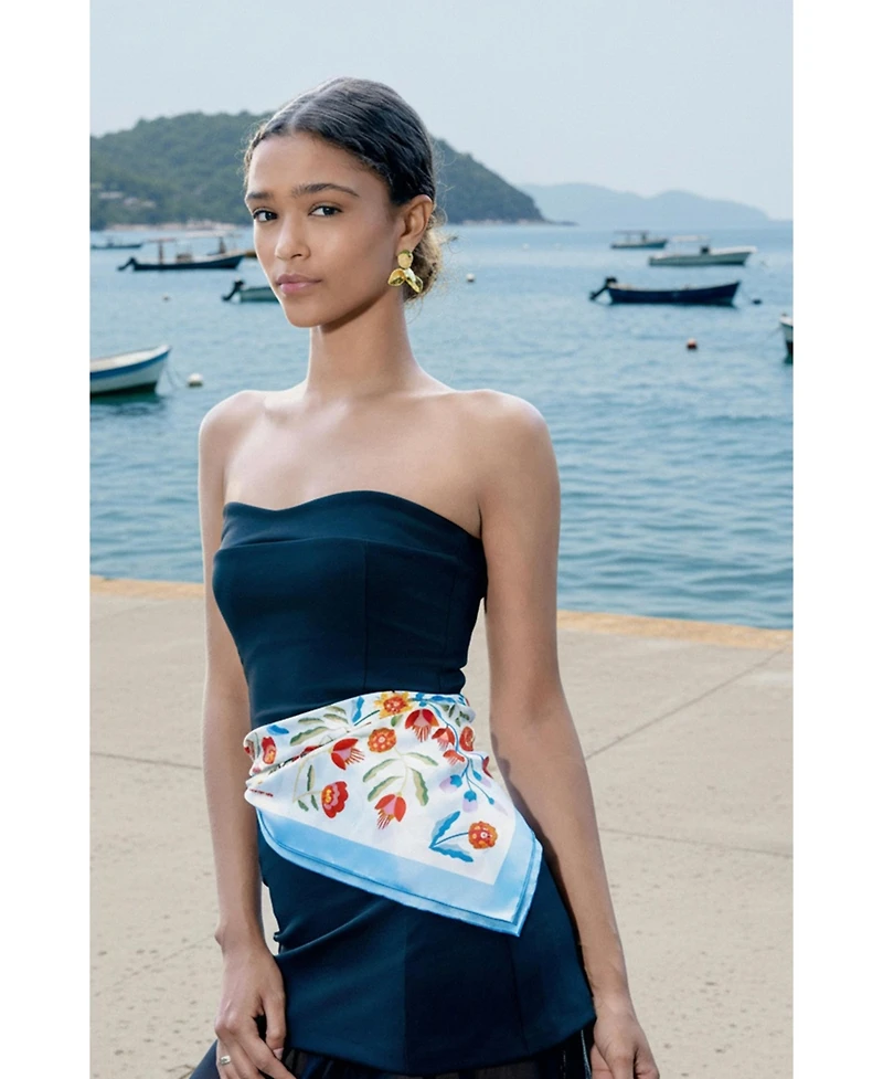 Jessie Zhao New York Porcelain Jardin Double Sided Silk Scarf